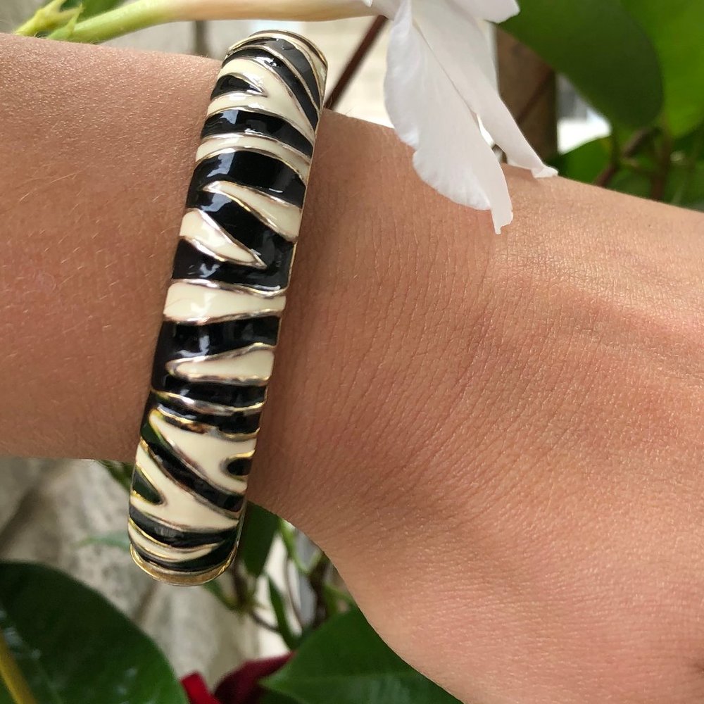KJL original Black White Gold Tiger Print Bangle